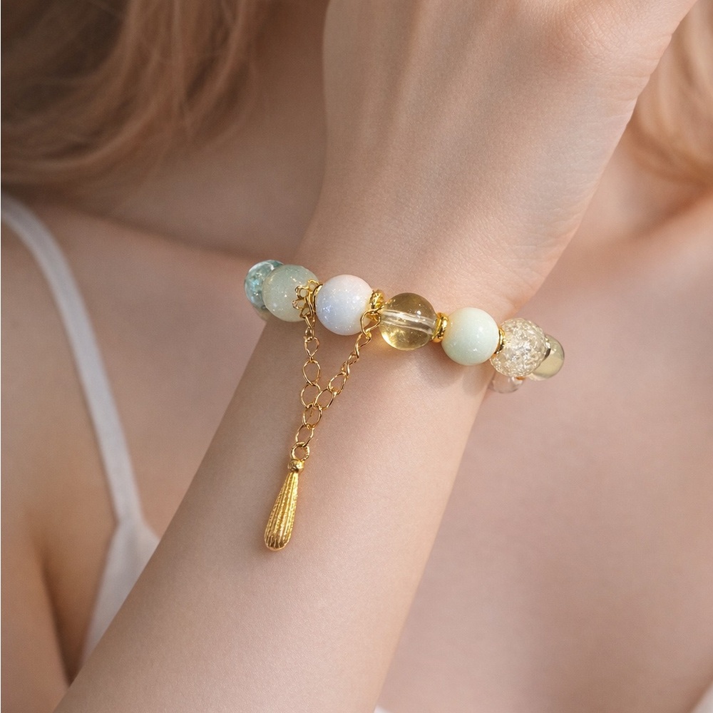 Emerald Whisper Tassel Bracelet”